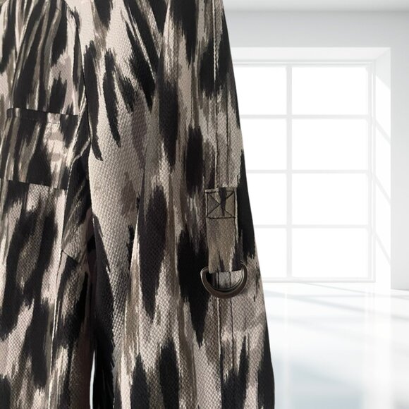 Rock & Republic Edgy Rocker Zipper Tunic Shirt M Black White Abstract Print High - Picture 4 of 13